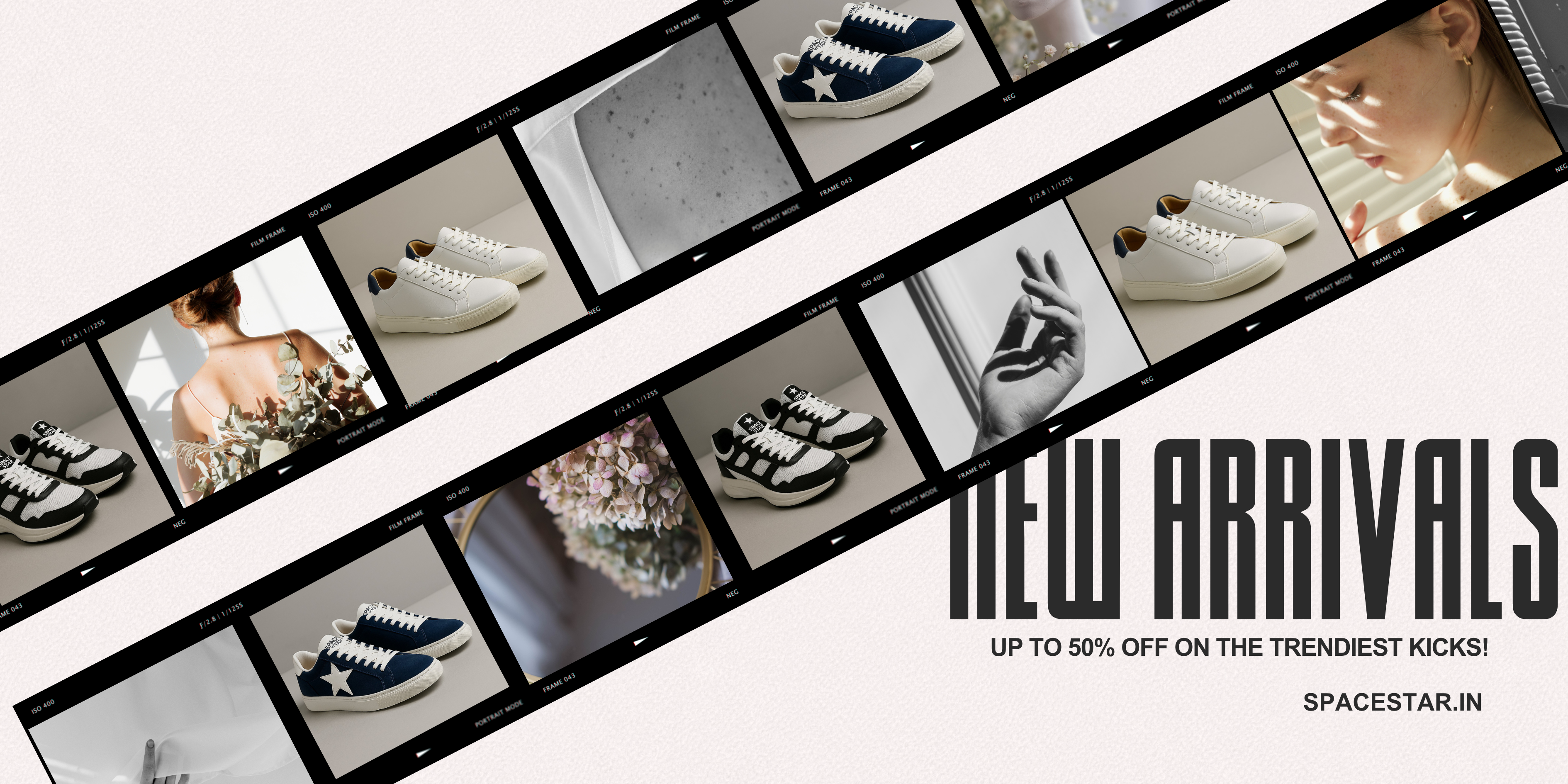 minimalist aesthetic film frame photo collage sale offer banner