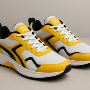 spacestar solar burstspacestar solar burst: high energy runner ignite your look with the spacestar solar burst. designed for explosive energy and standout style, this sneaker features a breathable white mesh upper framed by bold, electric yellow overlays. the dynamic black lines curve across the side, mimicking speed and providing structure. built on a responsive, dual tone midsole, the solar burst delivers the cushioning you need for performance and the vibrant look you want for all day wear. finished with the prominent space star branding on the tongue, this shoe is a statement in every step. colorway: high contrast yellow, white, and black upper: lightweight, breathable mesh design: dynamic performance runner silhouette ideal for: fitness, streetwear, and making a bold statement